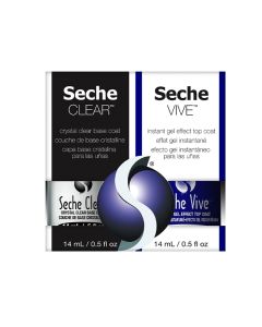 Front view of 0.5-ounce Seche Clear & Vive Duo Kit pack with printed product label text