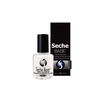 Front view of capped bottle and box packaging of Seche Base Ridge-Filling Base Coat